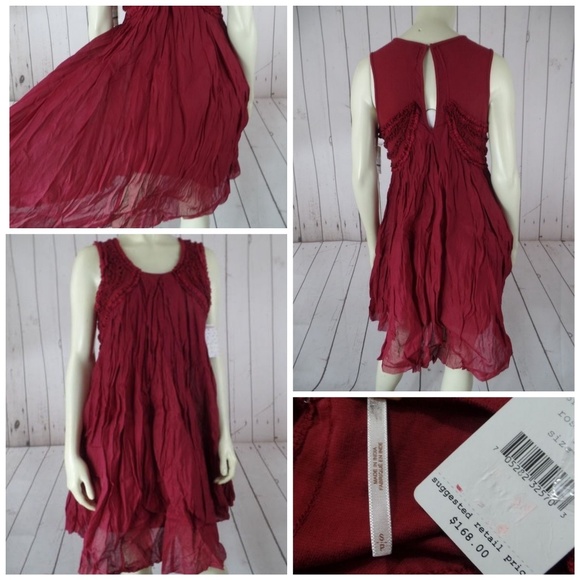 Free People Dresses & Skirts - Free People Dress S New Rose Crinkle CottonOverlay